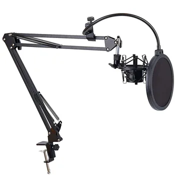 Brat microfon Stand Birou Suspensie Boom Foarfeca Mic Braț cu Microfon Clip Masa Suportului de Montare Pop Filter Kit Parbriz