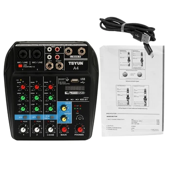 TU04 BT 4 Canale de Sunet de Amestecare Consola Record 48V Phantom Power Monitor AUX Căi Plus Efecte Audio Mixer cu USB