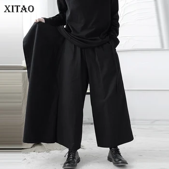 XITAO Personalitate Neregulate Pantaloni Casual Femei Valul de Moda Noua Arcuri Pocket Talie Elastic Lungime de Glezna Pantaloni Largi Picior DZL2210