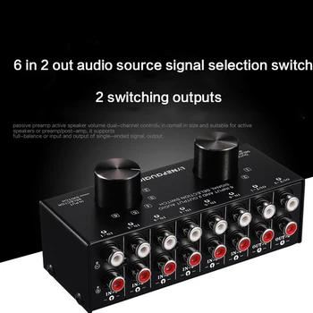 6 La 2 Putere Amplificator Audio a Sursei de Semnal Selector pentru Căști Difuzor Comutator cu Două căi Comutator 2 În 6 Lossless