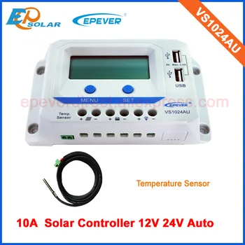 PWM de Încărcare sistem de panouri Solare 12V 24V auto EPEVER Controler Solar VS1024AU 10A ecran LCD Ecran cu senzor de tem