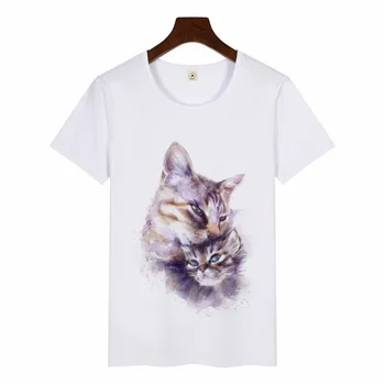 Femei pisica desen de imprimare T-shirt Casual Print Graphic Tee de sex feminin Colorate T-shirt de Vară Harajuku ropa mujer Scurt cu Mâneci Topuri