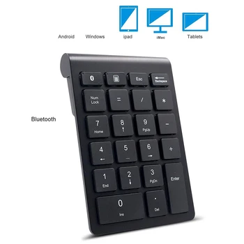 Tastatură de culoare neagră, 22 Taste MIni tastatura Numerică Bluetooth Tastatură Numerică Suport Windows, iOS, Android Sistem de Brand Nou