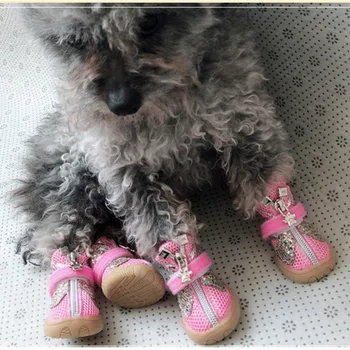 Bling Fluture Câine De Companie Pantofi Ochiurilor De Plasă Respirabil Mic Câine Pantofi Sandale De Vara Teddy Bichon Cizme