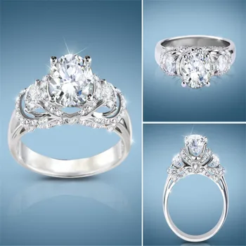 Noua moda bijuterii simplu una două mici alb zircon femei inel de logodna cadou de aniversare de nunta