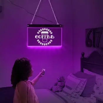 Boabe de cafea Dreptunghi Acrilice LED Neon Semn Consiliul Culturii de Cafea Electric Lumina de Noapte Perete de Afișare Semn de Cadou Pentru un Iubitor de Cafea