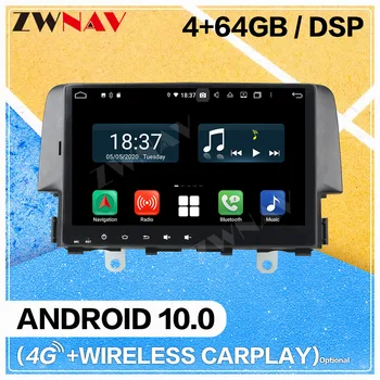 Carplay Android 10.0 ecran Multimedia Auto, DVD Player pentru Honda civic 2016-2018 de Navigare GPS Auto Radio Audio Stereo unitatea de Cap