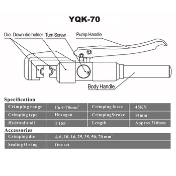 YQK-70 Electrician Hidraulice Clemă Manuală de Cupru Aluminiu Nas Clește de Sertizare Hidraulic Linie Clemă de Presă Hidraulice de Ambutisat Instrument