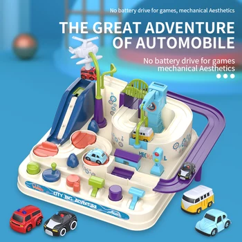 27cm de Desene animate de Curse Feroviare Piesa Auto Masina Joc de Aventura Mecanice Interactive Model de Tren de Curse Jucarii Educative pentru Copii