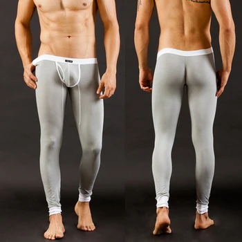 Bărbați Sexy Umflatura Husă Termică Lung Pantaloni Legging Toamnă Iarnă Ține de Cald Respirabil Pantaloni Fitness Lenjerie & Sleepwears