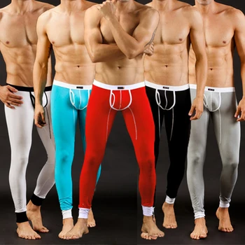 Bărbați Sexy Umflatura Husă Termică Lung Pantaloni Legging Toamnă Iarnă Ține de Cald Respirabil Pantaloni Fitness Lenjerie & Sleepwears