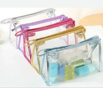 10 pc-uri de Moda Fierbinte Transparent Impermeabil din PVC Sac de Cosmetice Plic Primi articole de Toaletă Saci Sac de Machiaj Organizator 5 Culori