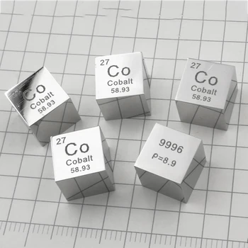 Tehnologia 10 x 10 x 10mm Oglindă poloneză Cobalt Cub Tabelul Periodic Al Elementelor Cub(Co≥99.96%) de Învățare și Educație