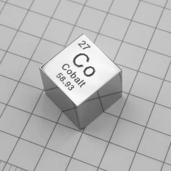 Tehnologia 10 x 10 x 10mm Oglindă poloneză Cobalt Cub Tabelul Periodic Al Elementelor Cub(Co≥99.96%) de Învățare și Educație