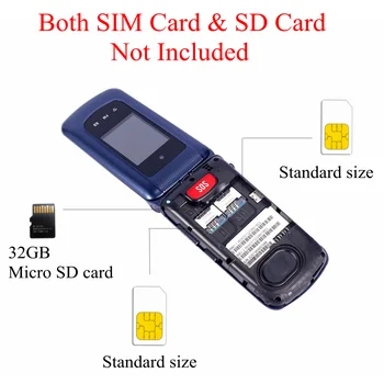 Ushining Uleway 2G Buton Mare Flip Telefon Mobil pentru persoanele în Vârstă,Dual Sim, Liber, Telefon Deblocat Buton SOS ușor de utilizat pentru Seniori