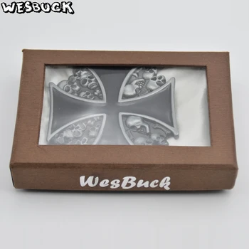 WesBuck Brand Misto Craniu Catarame de Trecere Catarame Metalice pentru Om Femeile Occidentale Catarame Cu PU Curea cadouri de Vacanță