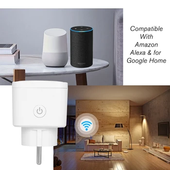 Smart WiFi, Socket UE de Tip E Acasă Inteligent fără Fir Control de la Distanță Inteligent Soclu Compatibil cu Amazon Alexa pentru Google Acasa