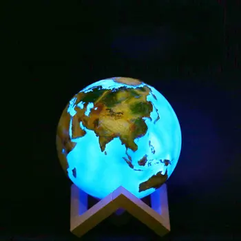 Imprimare 3D Lampa Lună Pământ Lampă 16 Culori Schimbare a CONDUS Lumina de Noapte pentru Decorațiuni 3D Ocean de Masă Lampă Lumina de Birou Cadouri pentru copii