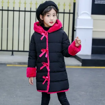 3-10Y Bună Calitate 2019 Copii de Iarnă de Moda Sacou Cald Pentru Copii Fete de Iarna Cald Gros de Blană cu Glugă Haine Lungi Pentru Crăciun