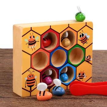 Logwood copii din lemn Noutate & Gag Jucării Stup joc de învățare de Învățământ de jucărie Bee joc de masă pentru Copii cadouri