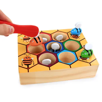 Logwood copii din lemn Noutate & Gag Jucării Stup joc de învățare de Învățământ de jucărie Bee joc de masă pentru Copii cadouri