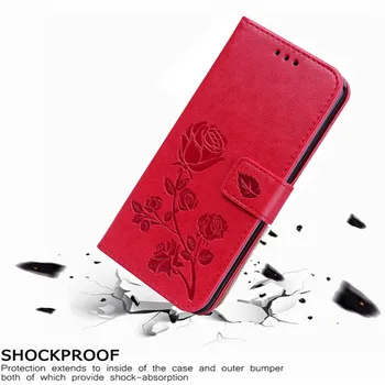 De lux Piele Flip Book case pentru Alcatel 1B 2020 Floare Trandafir Suport Portofel Caz Acoperire Telefon Sac