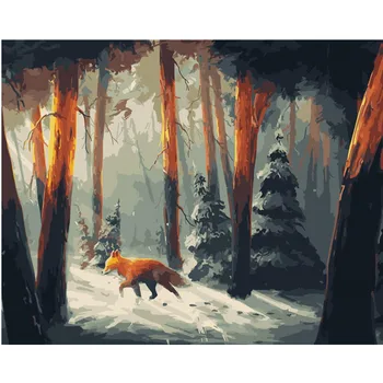 Pictura De Numere DIY Dropshipping 40x50 50x65cm Firefox în munți Animal Panza de Nunta de Decorare Arta de imagine Cadou