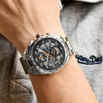 PAGANI DESIGN de Brand Avant Sport 3D Mari Dial Cuarț Bărbați Ceas de Lux Militry Armata Neagră de Oțel rezistent la apă, cronograf ceasuri
