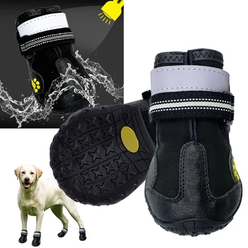 4buc/set Câine de Companie Pantofi Reflectorizante Impermeabile Câine Cizme de Zăpadă Cald Ploaie Animale de companie Papuceii Anti-alunecare Șosete Încălțăminte Pentru Mediu Câine Mare