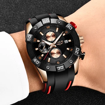 LIGE 2020 Noua Moda Bărbați Ceasuri cu Curea din Silicon de Top Marca Sport de Lux, Cronograf Masculin Cuarț Ceas pentru Bărbați Relogio Masculino