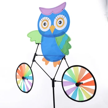 Amuzant Animale 3D Bufnita pe Bicicleta Moară de vânt Messier Titirez Copii, Jucării Gradina Gazon Petrecere în aer liber, Decor Moară de vânt Jucarie Cadou Pentru Copii