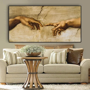 Crearea Lui Adam de Michelangelo Arta Celebre Panza Picturi Pe Perete Postere de Arta, Printuri Și mână în Mână Imagini de Artă