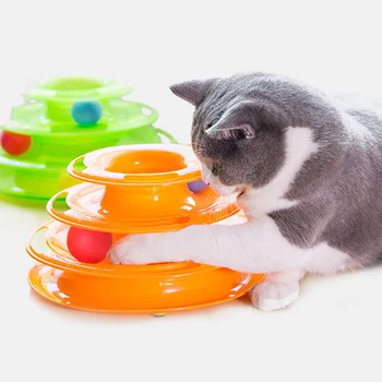 Trei Niveluri Turn de Piese Disc animale de Companie Pisica Jucarie Inteligenta Plimbari de Distracții Raft pisică câine jucării de Formare Distracții Trilaminar mingea