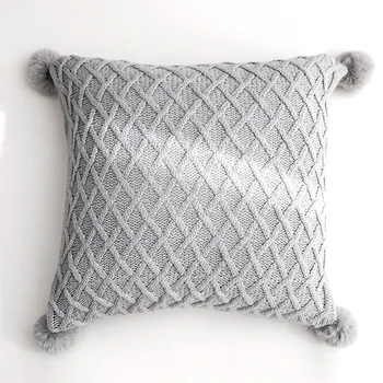 45x45cm gri/roz/verde menta fir de bumbac kintted față de pernă canapea verificate față de pernă decorative lână capac pernă spătar