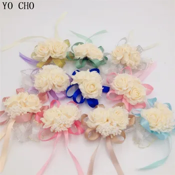 YO CHO en-Gros 10 buc/lot Corsaj de mână Surorile domnișoară de Onoare mână flori Artificiale Mireasa Flori Pentru Petrecerea de Nunta Decor