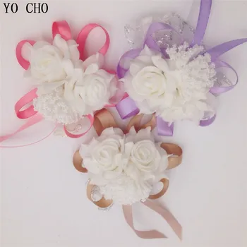 YO CHO en-Gros 10 buc/lot Corsaj de mână Surorile domnișoară de Onoare mână flori Artificiale Mireasa Flori Pentru Petrecerea de Nunta Decor