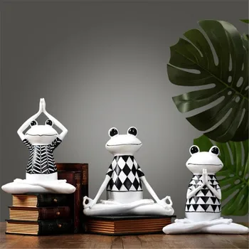 Rășină Yoga Broasca Figurine Nordic Grădină Meserii Decoratiuni Pridvor Magazin De Animale Ornamente Pentru Casa Accesorii