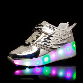 Noul Roz, Aur, Argint Copil de Moda Fete Baieti LED Pantofi de Skate Role Pentru copii Copii Adidasi Cu Roti Una roți