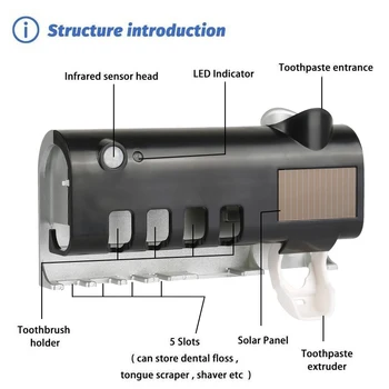 Lumina UV Ultraviolete Titularul Periuta de dinti Auto de Pasta de dinti Dozatorul Sterilizator cu Energie Solară Baie Pasta de dinti Suport Dispenser