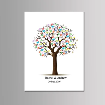 Gratuit Personalizat Numele și prenumele Data de Imprimare Panza de Nunta Copac,Amprenta DIY Semnătura Carte de Oaspeti Pentru Decor Nunta,Cadou de Nunta HK051