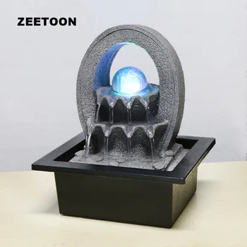 110V-220V Zen Stil Stânci Mini Fantana de Apa cu LED glob de Cristal Umidificator de Aer Feng Shui Masă Ornamente Lucky Decor Acasă