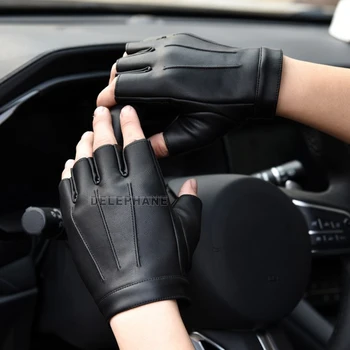 Vara Subțire PU Mănuși din Piele pentru Barbati Femei Non-alunecare de Degete de Mână de Moda Mănuși Negre, Mănuși de Motociclete de Muncă de Conducere Airsoft