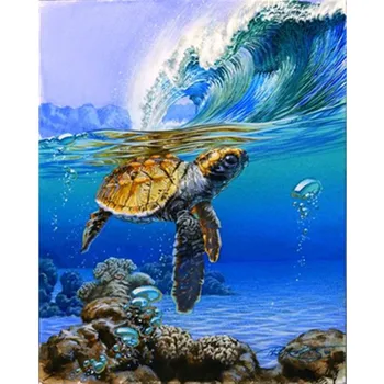 Pictura De Numere DIY Dropshipping dimensiuni Mari broaște Țestoase în valuri de Animale Panza Decorarea Camerei de Artă Copilului Cadou