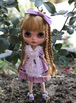 [MG118] 2020 Transport Neoblythe Doll Dress # Roz sau Violet Rochie, Șorț, de Stocare și de Păr Bucata Set se Potrivesc pentru Azone Tinutele Papusa
