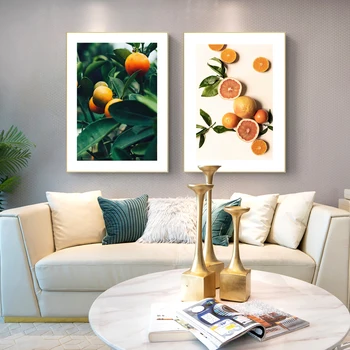Simplu arhitectura peisajului mici fructe proaspete de portocale combinație canapea living fundal decorare perete pictura