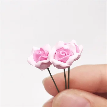 10buc 1/12 casă de Păpuși în Miniatură Accesorii Mini Rășină Trandafiri Roz Simulare de Flori Model Jucării pentru Papusa Casa Decor
