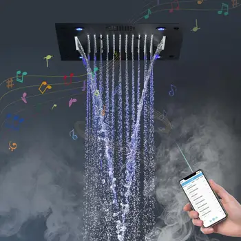 Nou de Muzică Bluetooth Robinet de Duș Baie Tavan LED Cap de Duș 16inch 304 din Oțel Inoxidabil Cascada Precipitații Panou de Dus
