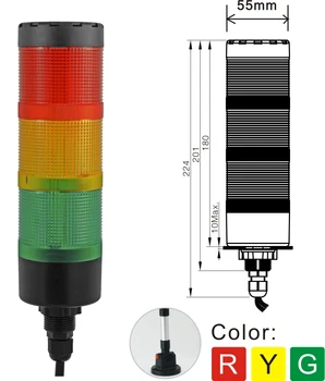 ELEWIND 55mm Semnal Turn de Lumina Cu 3 Straturi flash de lumină cu buzzer sau Nu buzzer(YWJD-55D/3/RYG/24V)