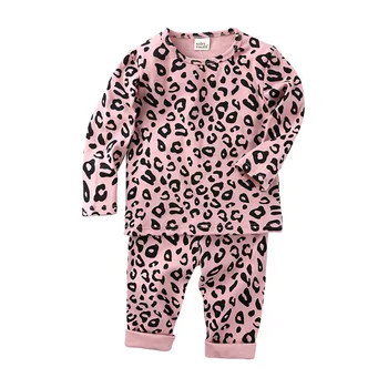 Leopard Pijamale Pentru Fetita PIJAMALE Copii Copii Băiat de Top și Pantaloni Haine de Toamna Sleepwear Set Toddler Moale Confortabil