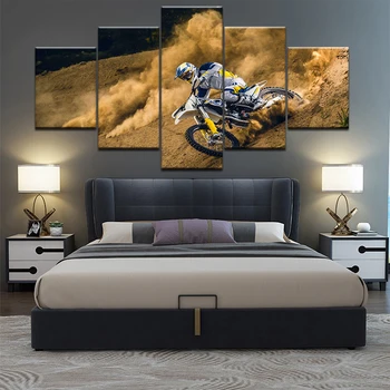 Mare Quanlity Panza Pictura Imagine Modernă 5 Buc/Buc Motocross Auto HD Tipărite de Nunta de Decorare Cadru Pentru Camera de zi
